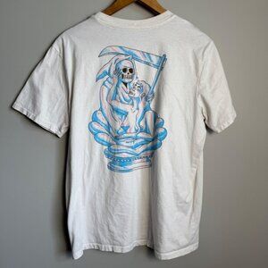 RVCA Men's Reaper Skull Short Sleeve T-Shirt Off-White Large Artist Network Prog